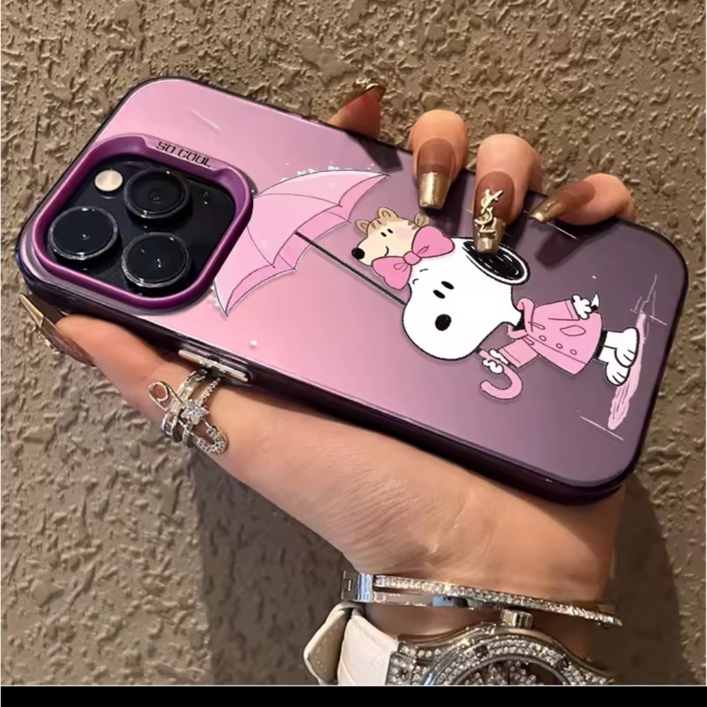 Lovely Snoopy Pattern Plating Phone Case For iPhone 12 mini